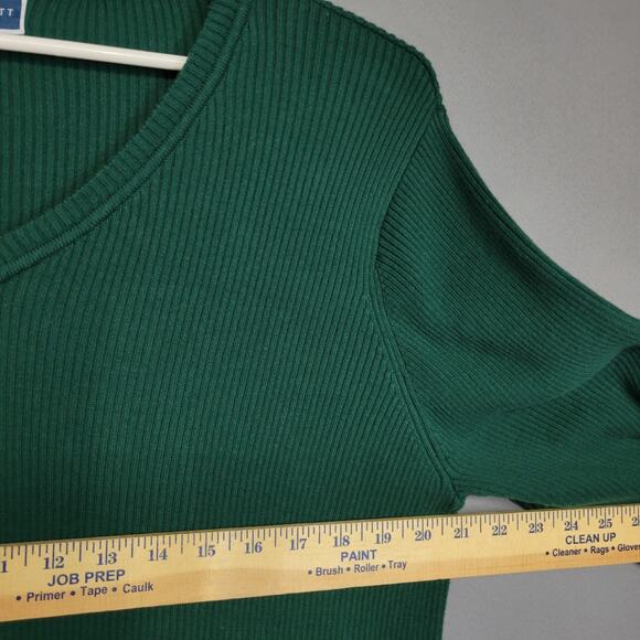 Karen Scott Ribbed Pullover Sweater Womens XXL Green V-Neck Long Sleeves - Picture 5 of 9